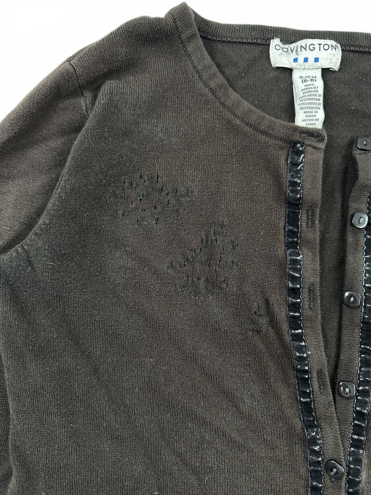 Covington Brown and Black Y2K Sequin Beaded Cardigan Sweater