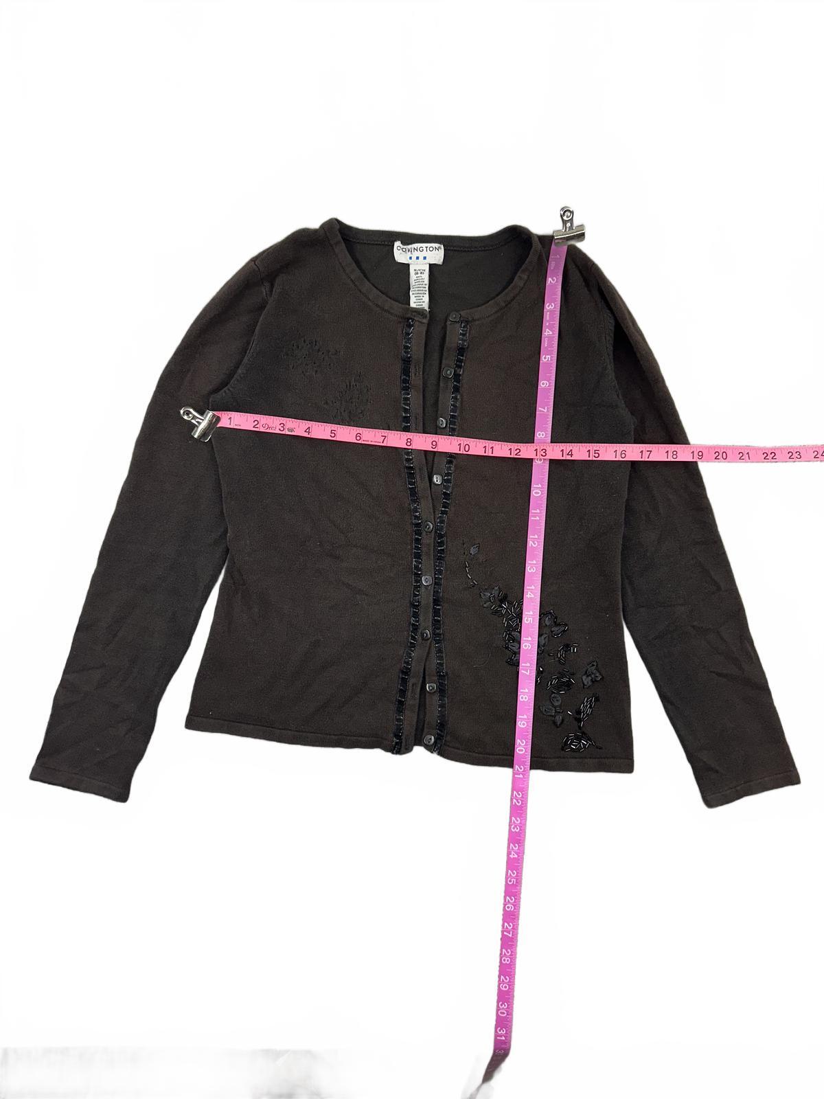 Covington Brown and Black Y2K Sequin Beaded Cardigan Sweater