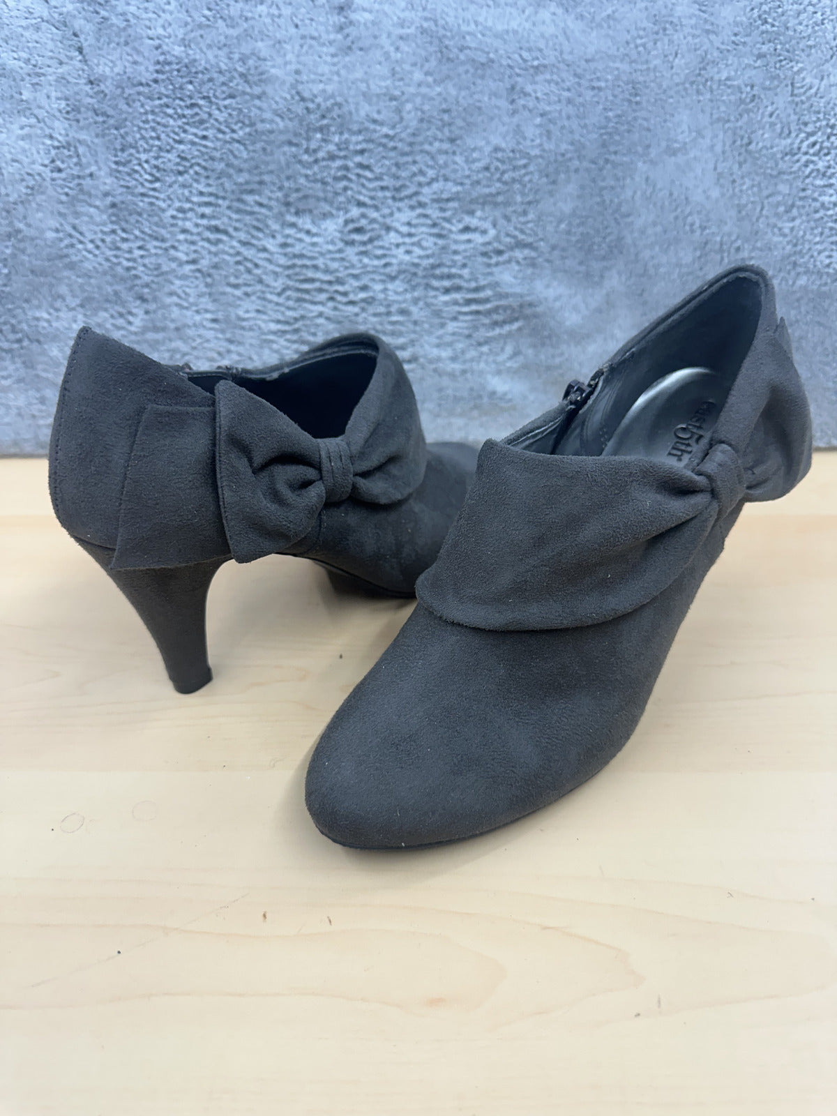 east 5th Black Suede Bow Ankle Boots