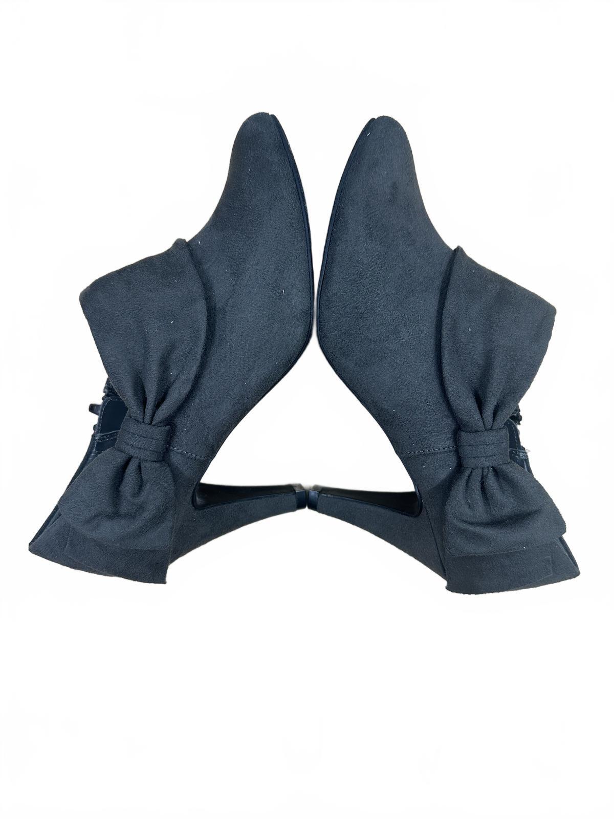 east 5th Black Suede Bow Ankle Boots