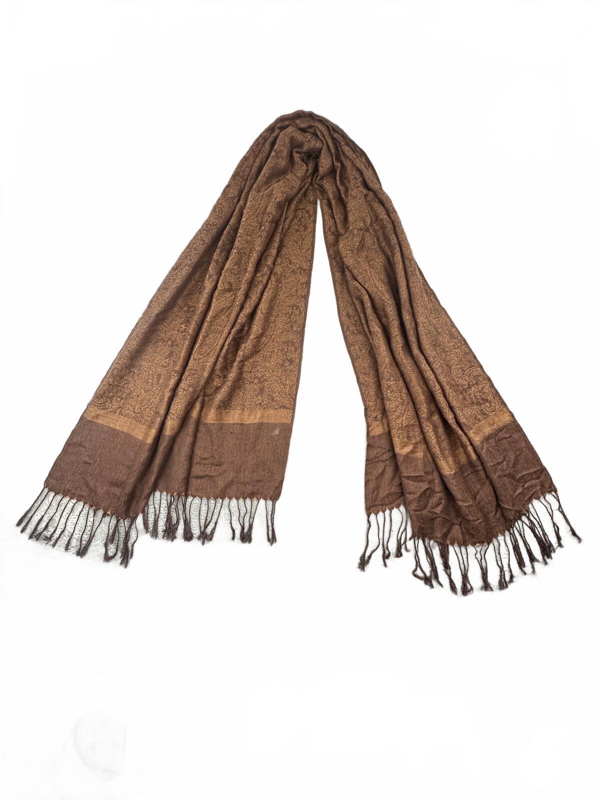 Elegant Brown Paisley Patterned Scarf