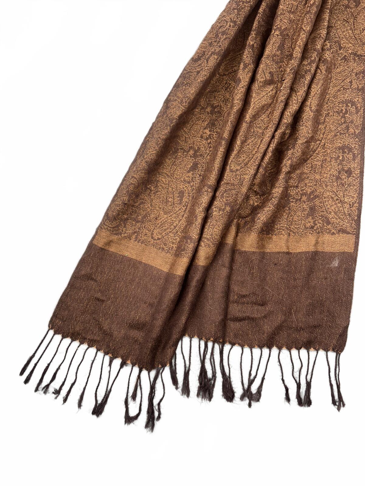 Elegant Brown Paisley Patterned Scarf
