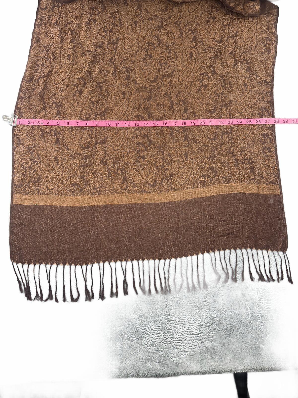 Elegant Brown Paisley Patterned Scarf