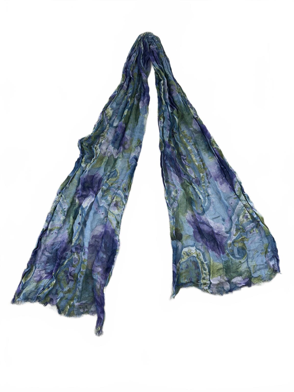Vintage Inspired Floral Lightweight Scarf in Blue and Purple