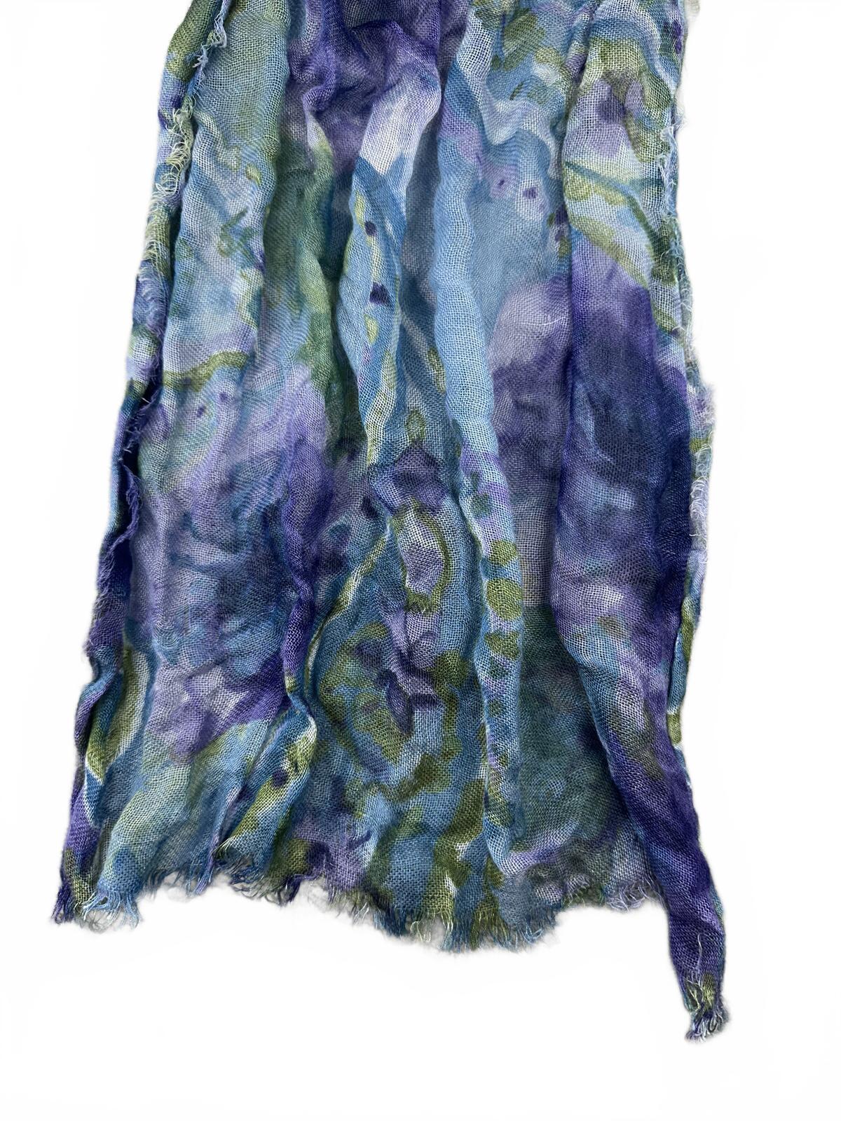 Vintage Inspired Floral Lightweight Scarf in Blue and Purple