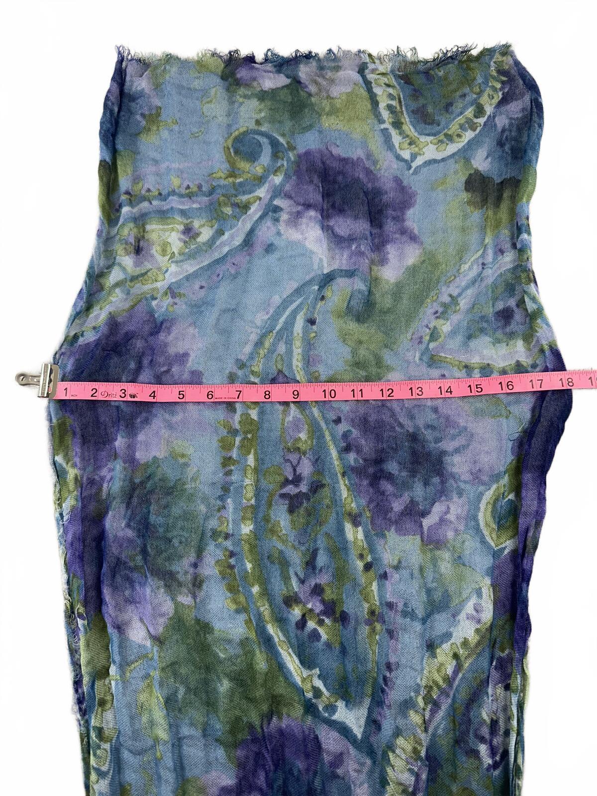 Vintage Inspired Floral Lightweight Scarf in Blue and Purple