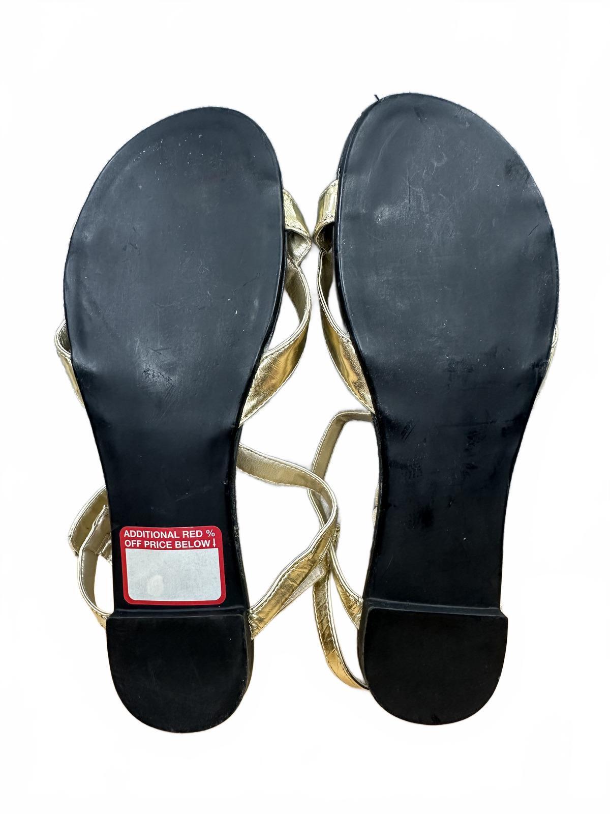 Audrey Brooks Gold Metallic Leather Sandals Casual Luxury Strap