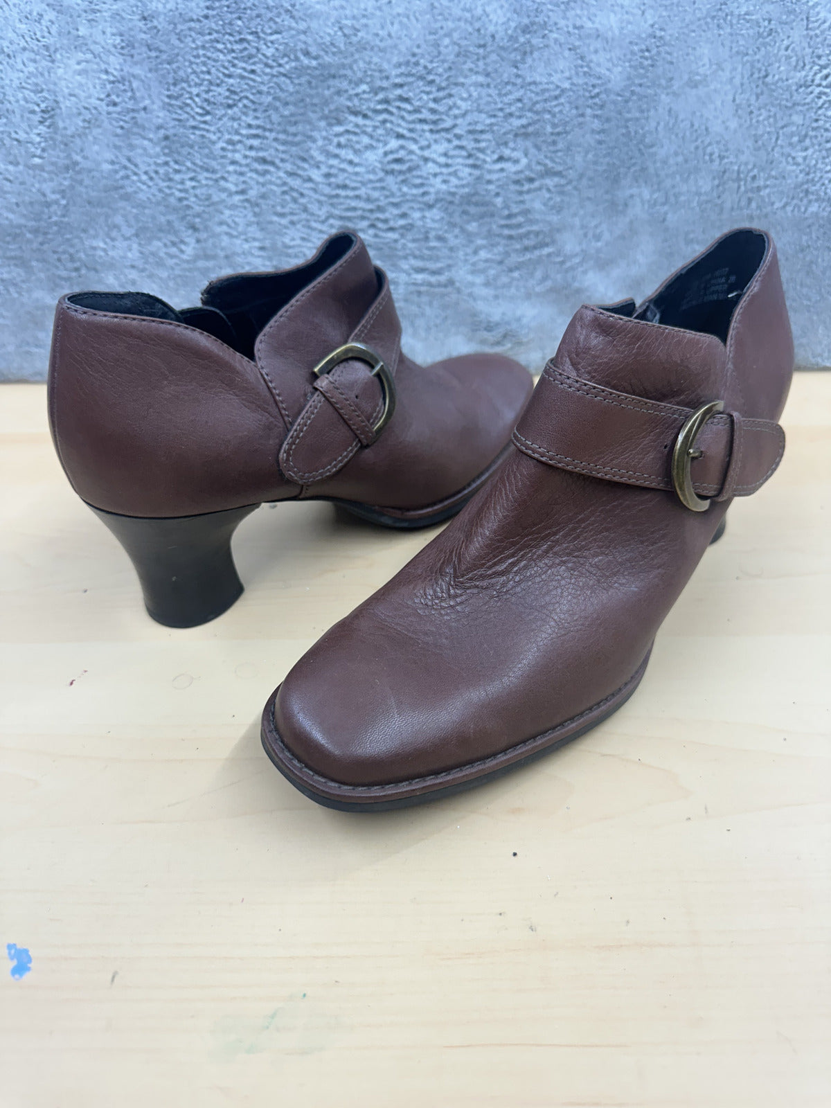 Clarks Brown Leather Ankle Boots with Buckle Detail