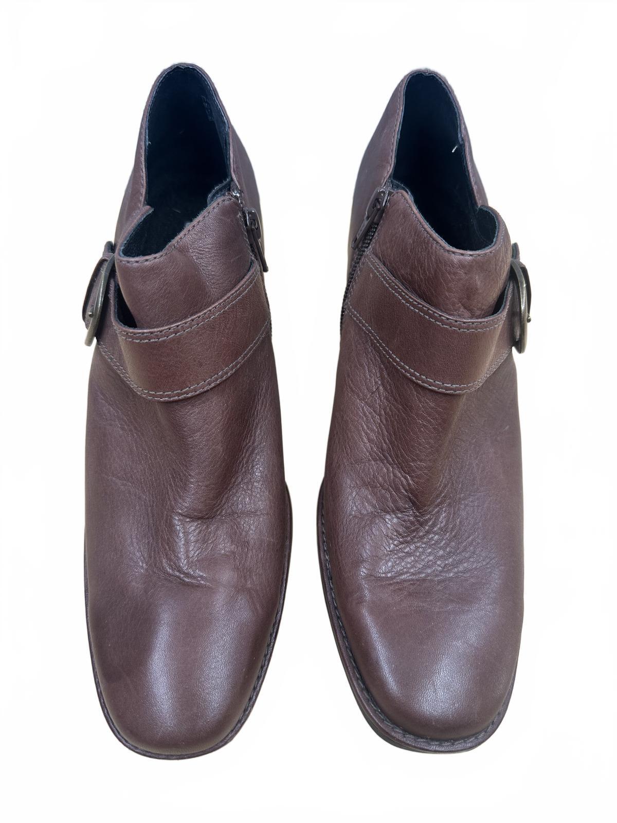 Clarks Brown Leather Ankle Boots with Buckle Detail