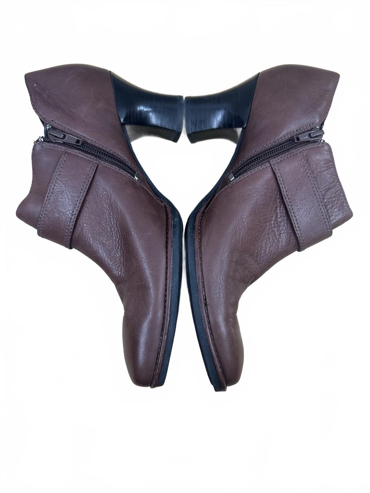 Clarks Brown Leather Ankle Boots with Buckle Detail