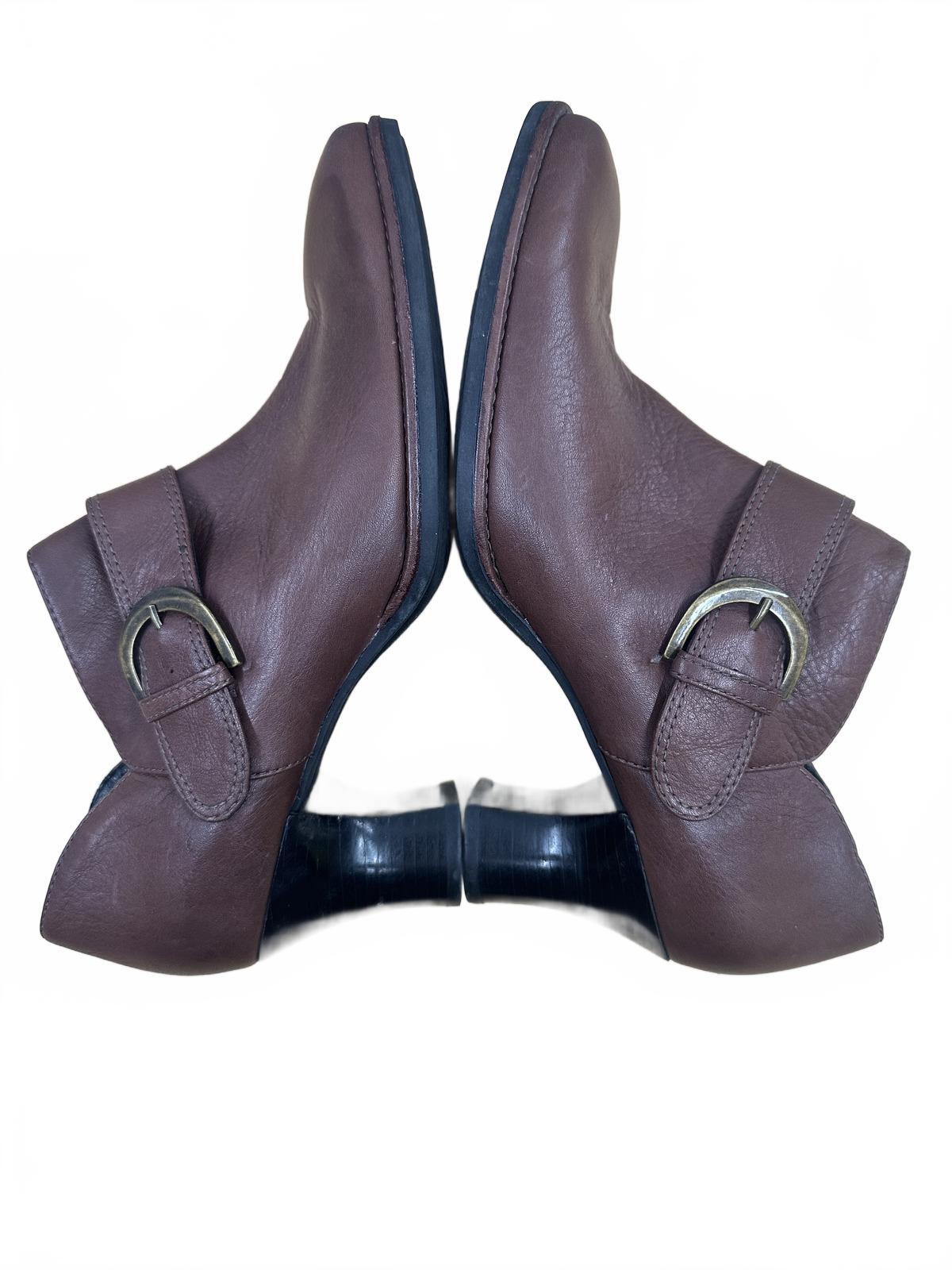 Clarks Brown Leather Ankle Boots with Buckle Detail
