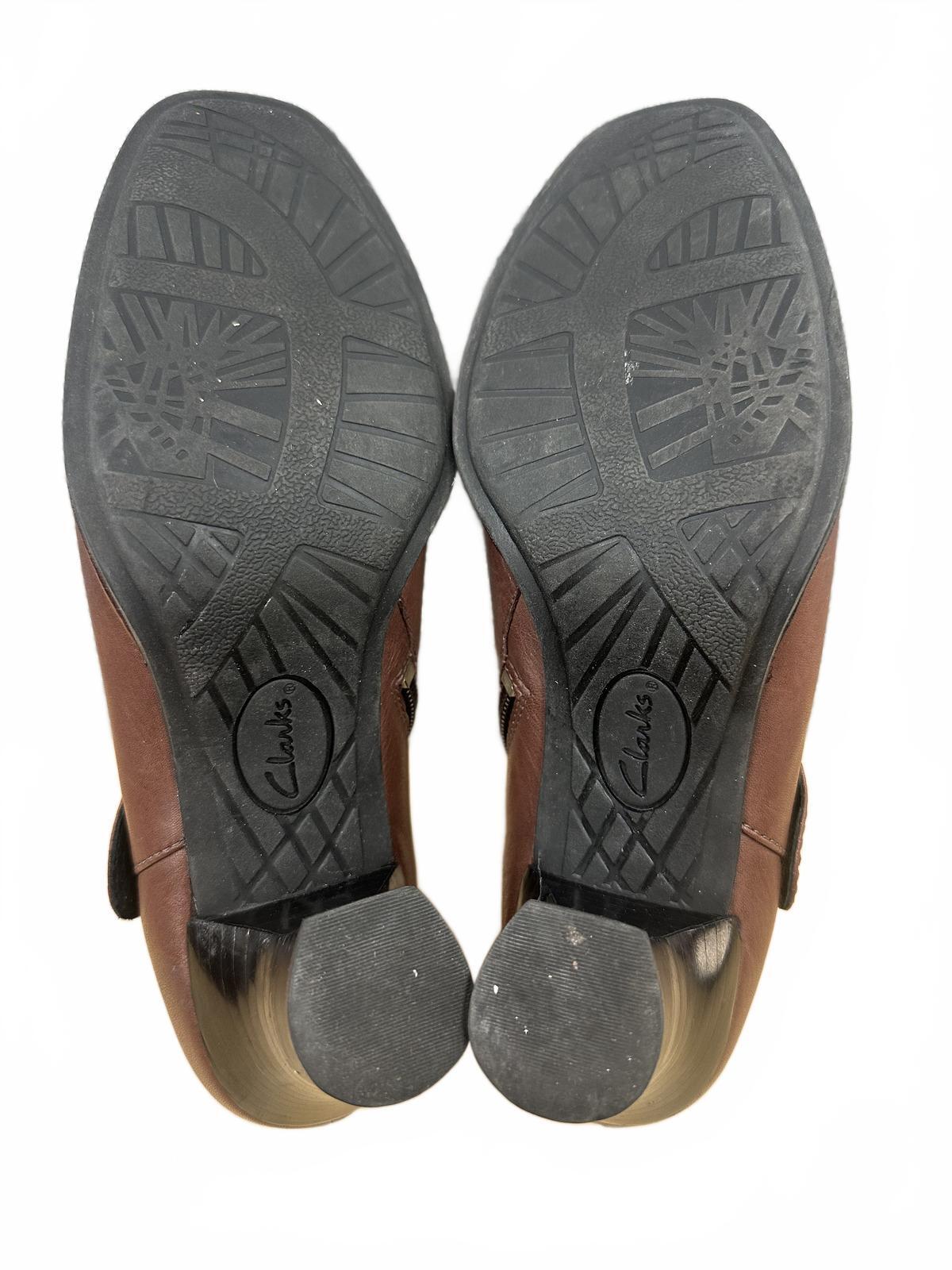 Clarks Brown Leather Ankle Boots with Buckle Detail