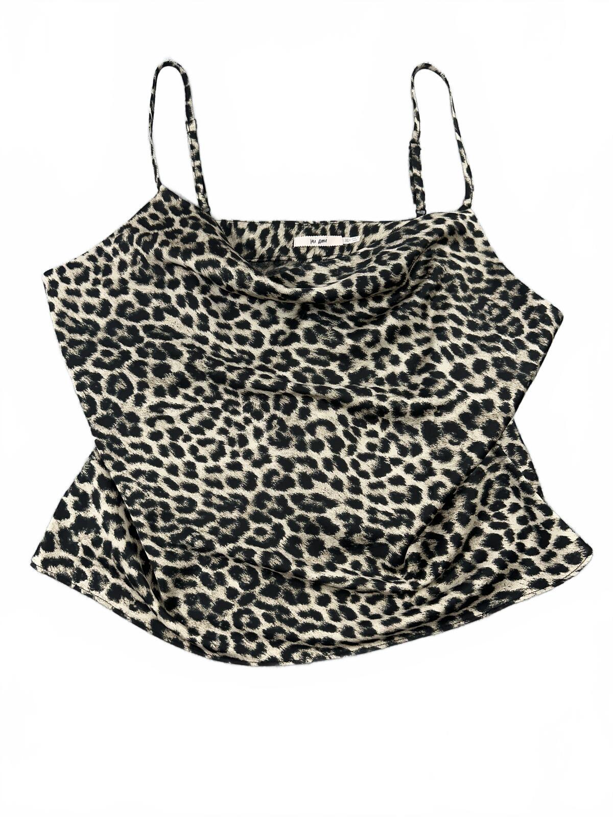 Mi Ami Leopard Print Cowl Neck Camisole Top