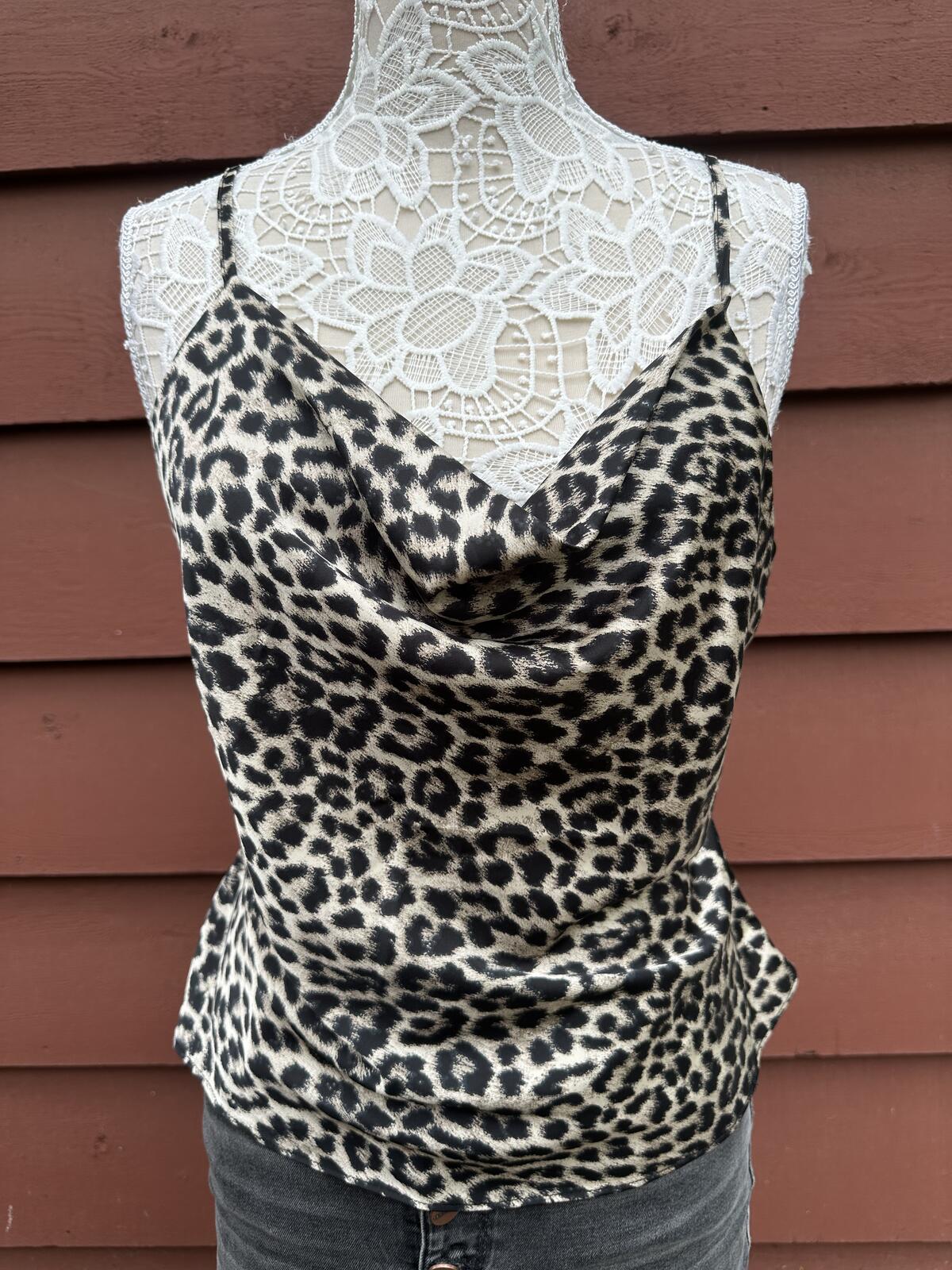 Mi Ami Leopard Print Cowl Neck Camisole Top