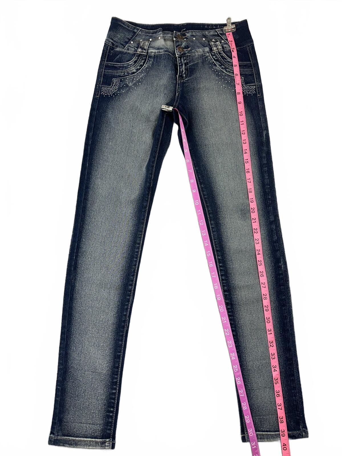 ABM Jeans Dark Wash Skinny Studded Denim Jeans with Silver Accents