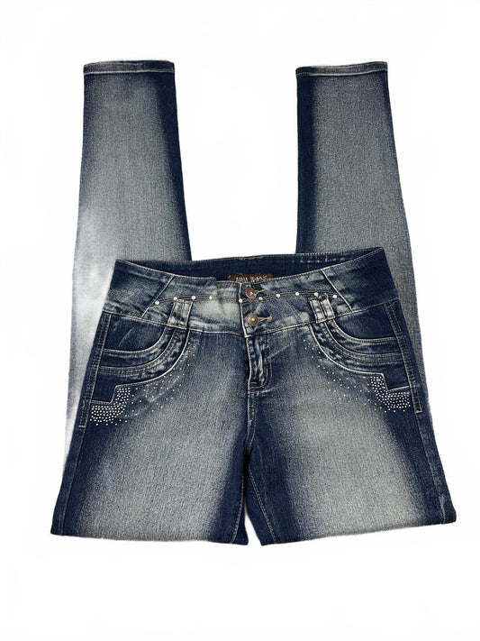 ABM Jeans Dark Wash Skinny Studded Denim Jeans with Silver Accents