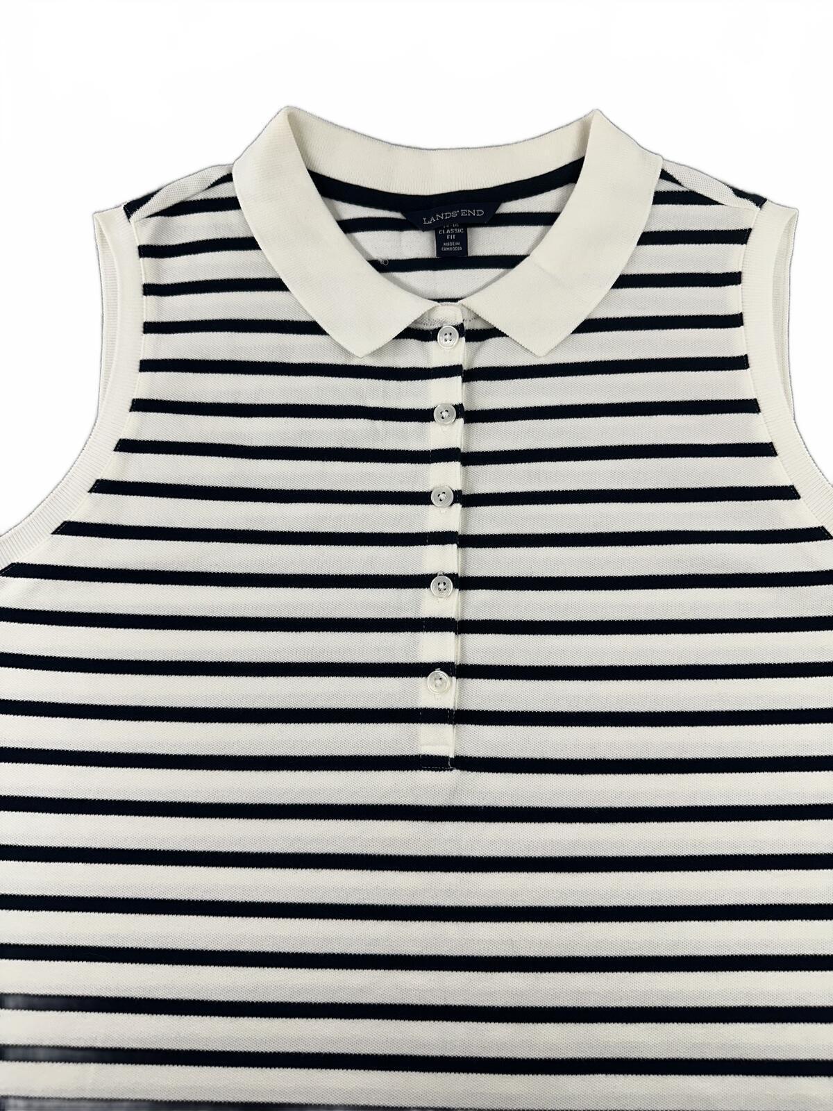 Lands' End Classic Striped Sleeveless Polo Shirt