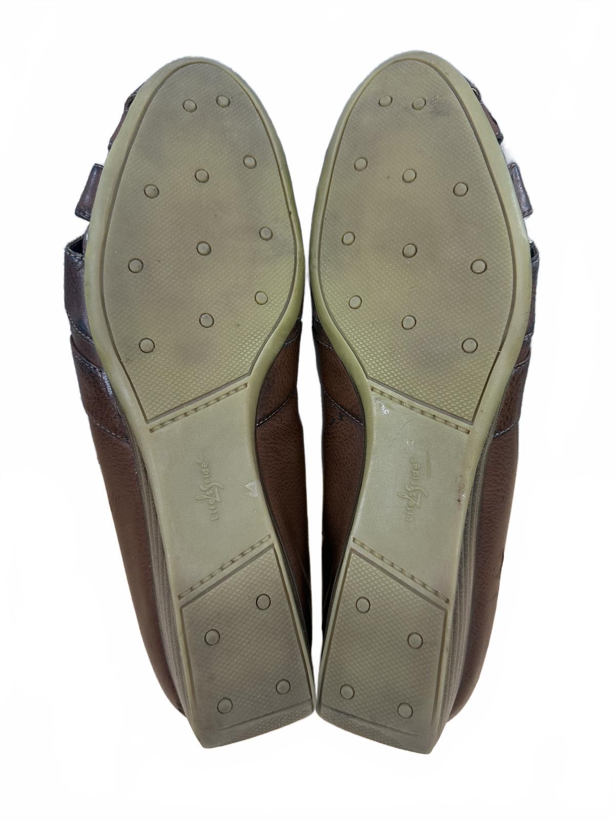 LifeStride Faux Leather Woven Brown Flats Casual Wedges