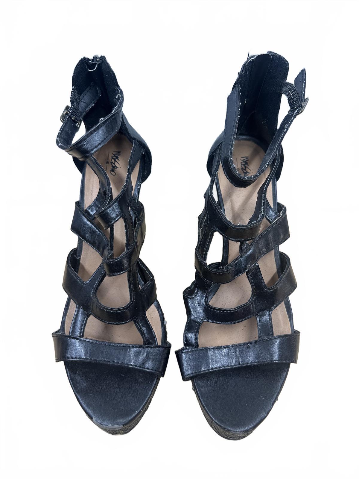 Mossimo Black Strappy High Heel Sandals Y2K Inspired Multi Strap Design