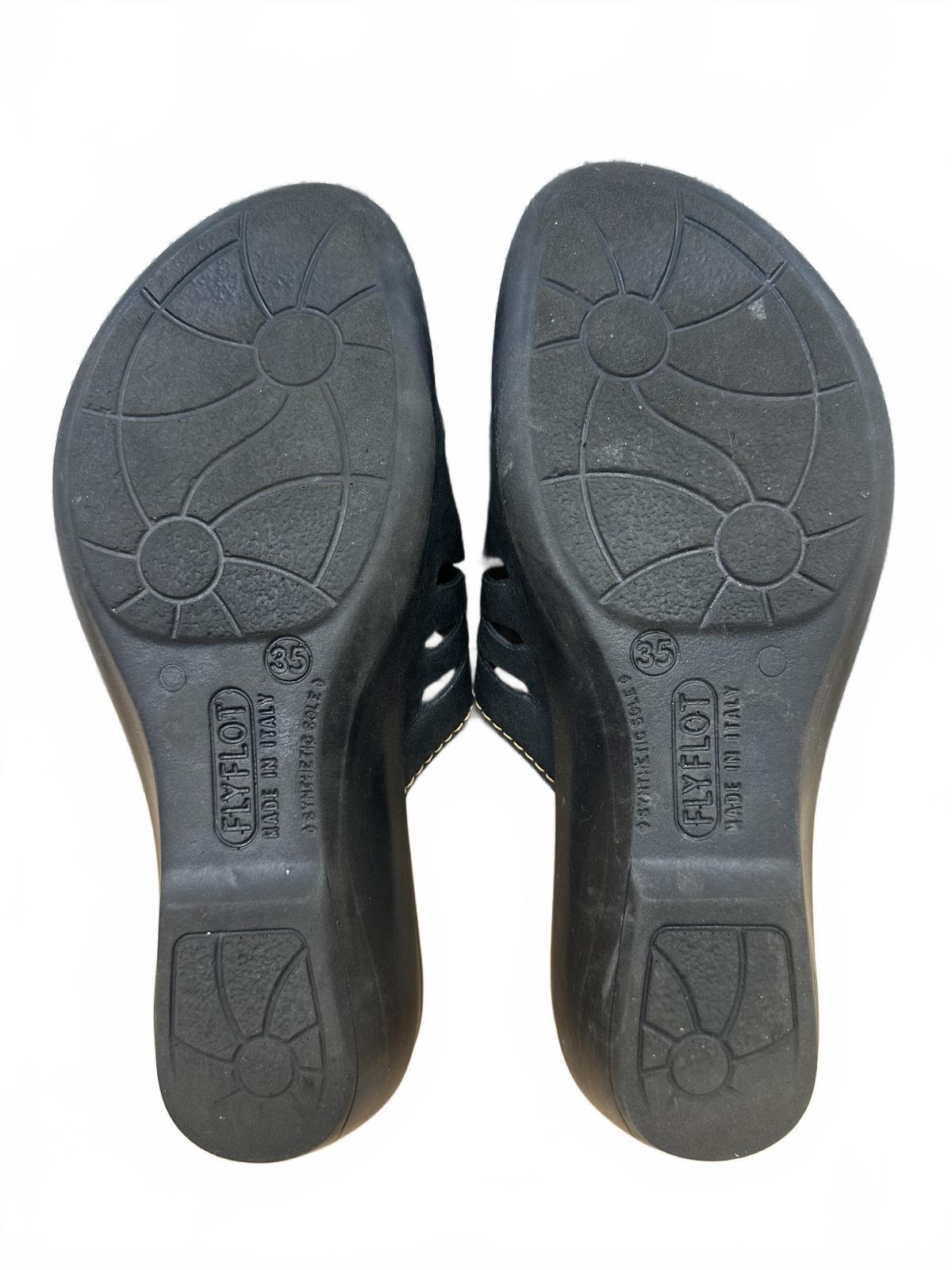 Fly Flot Black Anatomic Comfort Sandals with Adjustable Buckles