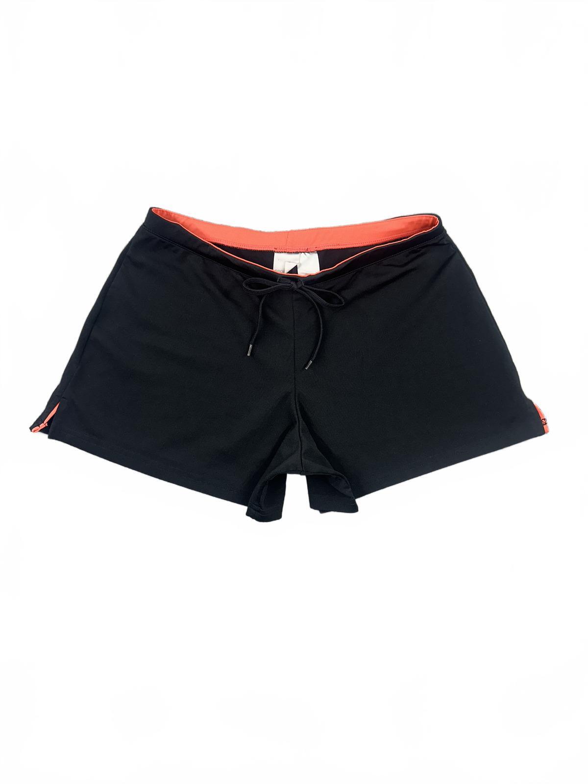ProSpirit Sporty Black and Coral Waistband Shorts with Drawstring and Side Slits