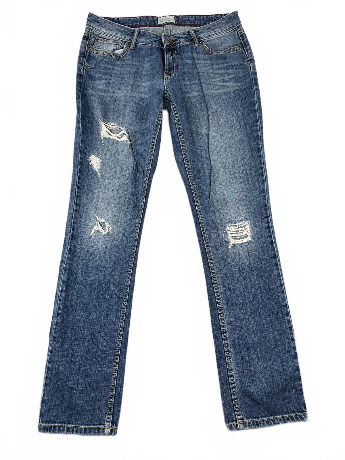 Aéropostale Vintage Distressed Bootcut Jeans Medium Wash Blue Denim