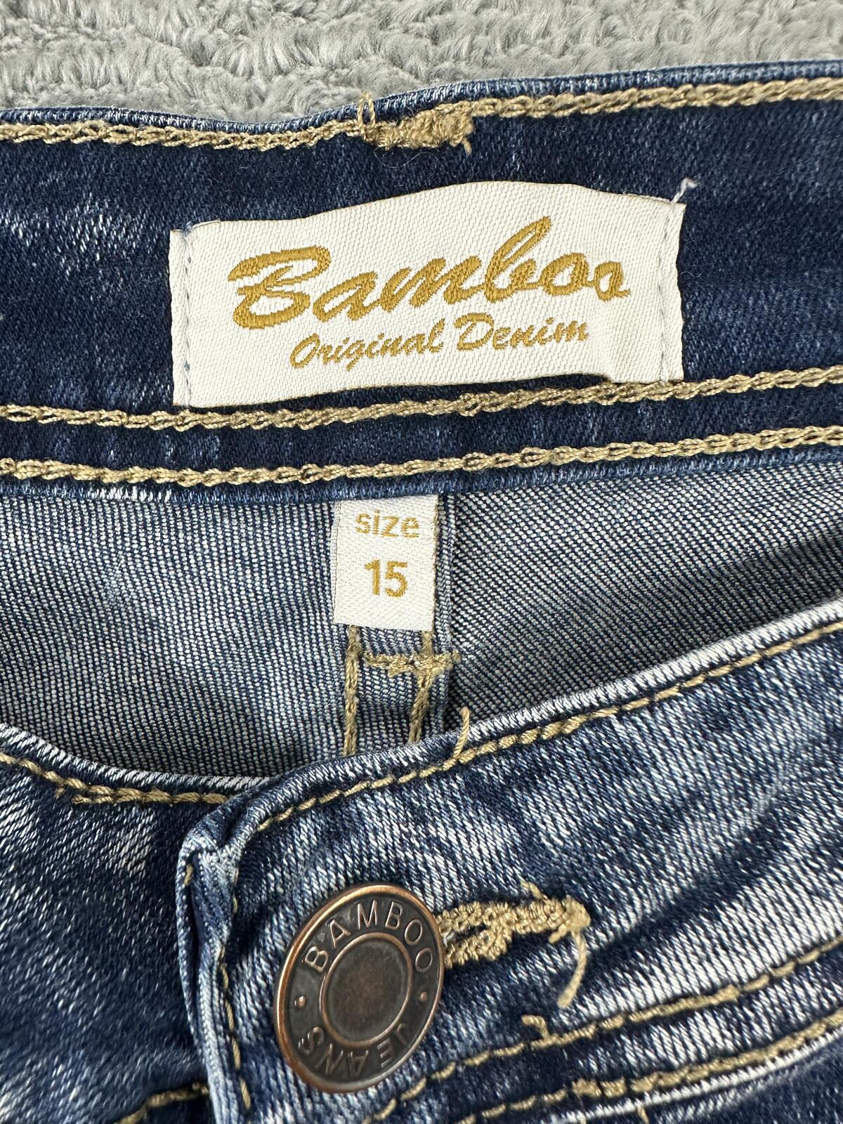 Bamboo Vintage Flared Denim Jeans Retro 70s Boho Chic Classic Blue