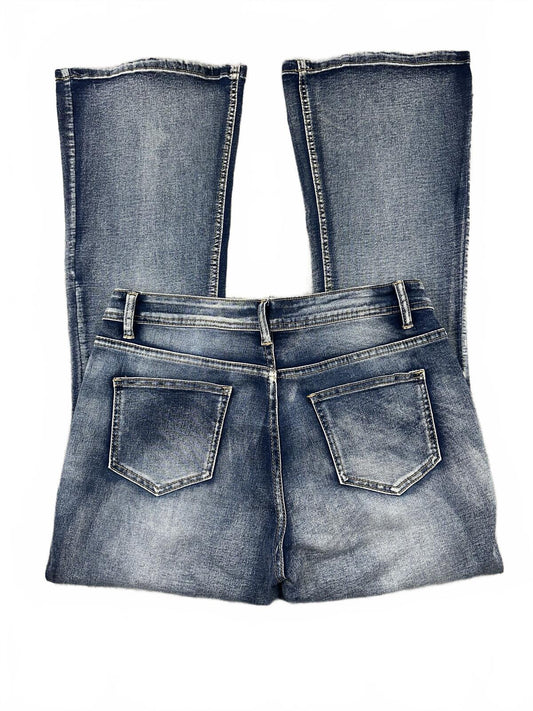 Bamboo Vintage Flared Denim Jeans Retro 70s Boho Chic Classic Blue