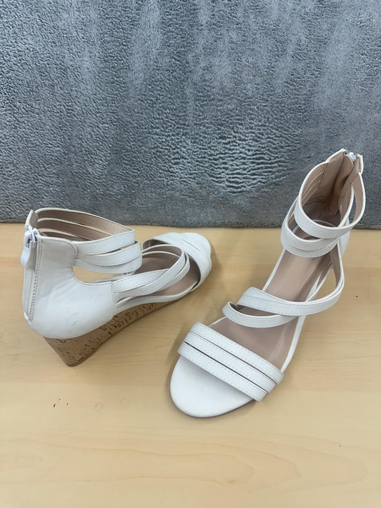 White Strappy Cork Wedge Sandals Casual Summer Minimalist Coquette