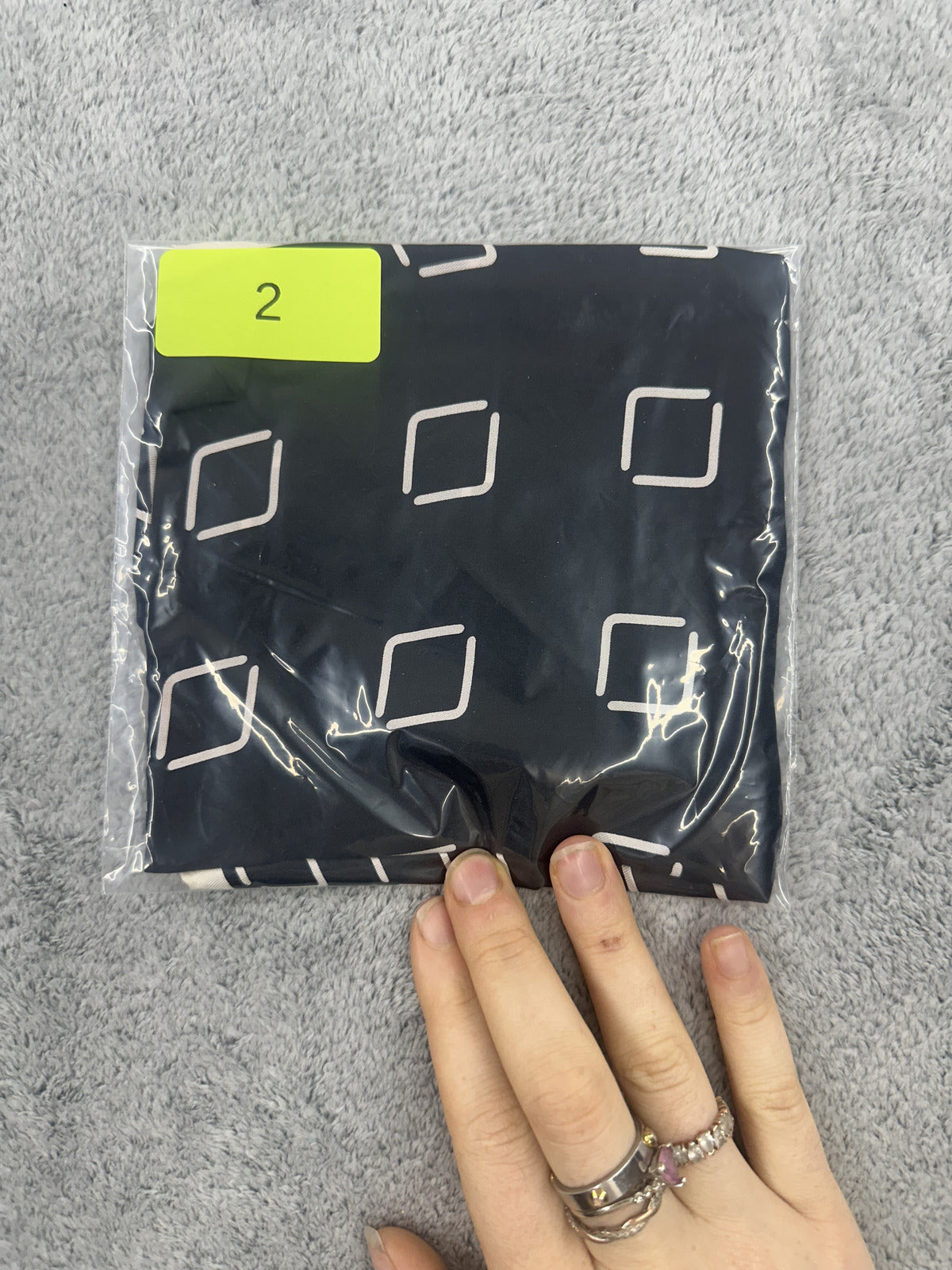 Black and White Geometric Silk Scarf
