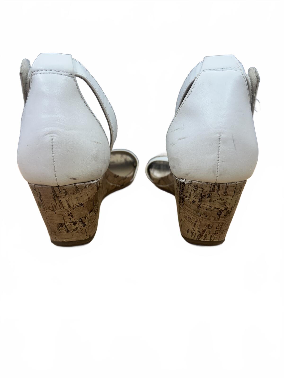 Naturalizer White Cork Wedge Sandals Bohemian Casual Summer