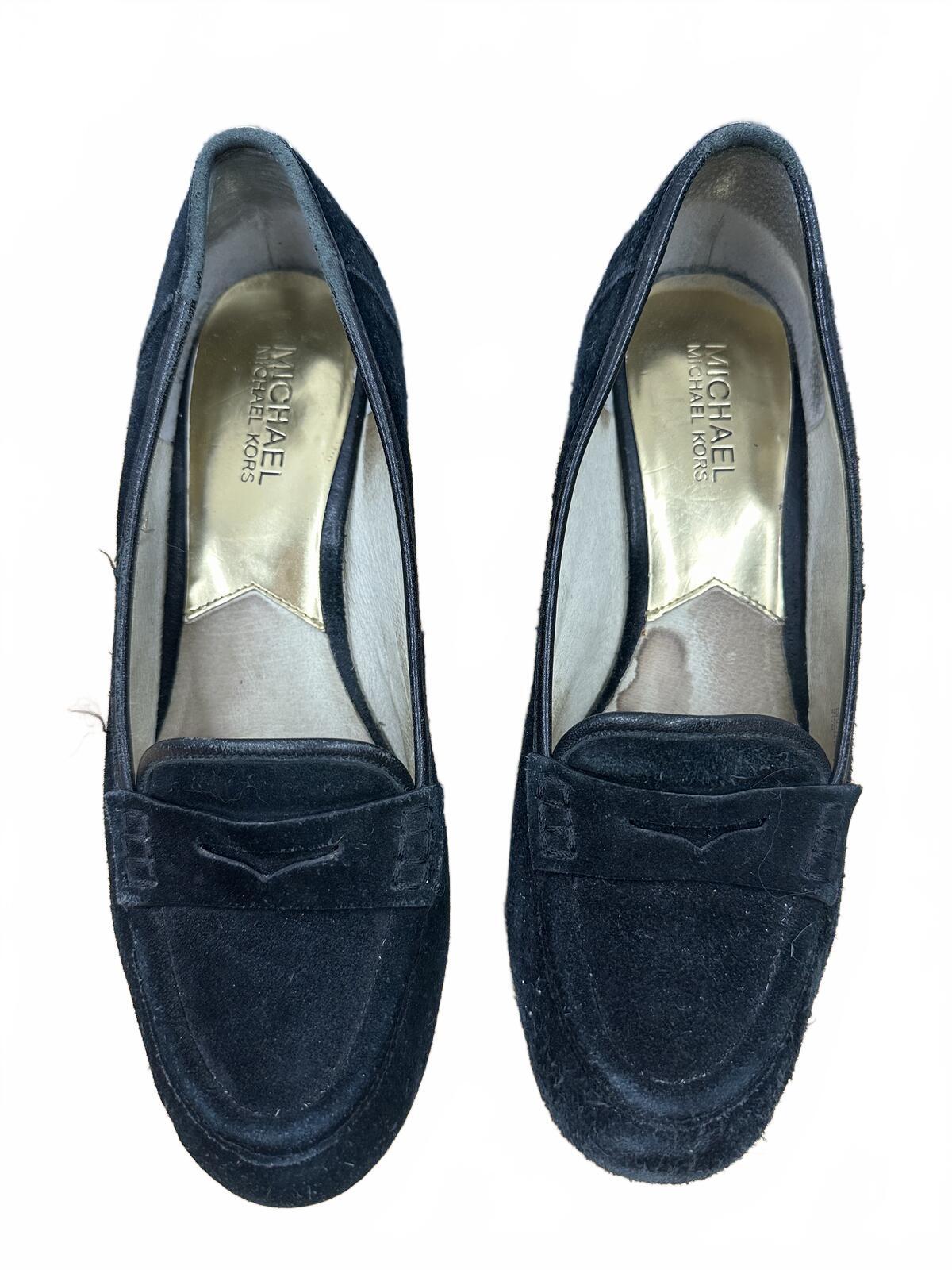 Michael Kors Black Suede Wedge Loafers Classic Vintage Preppy Office Y2K