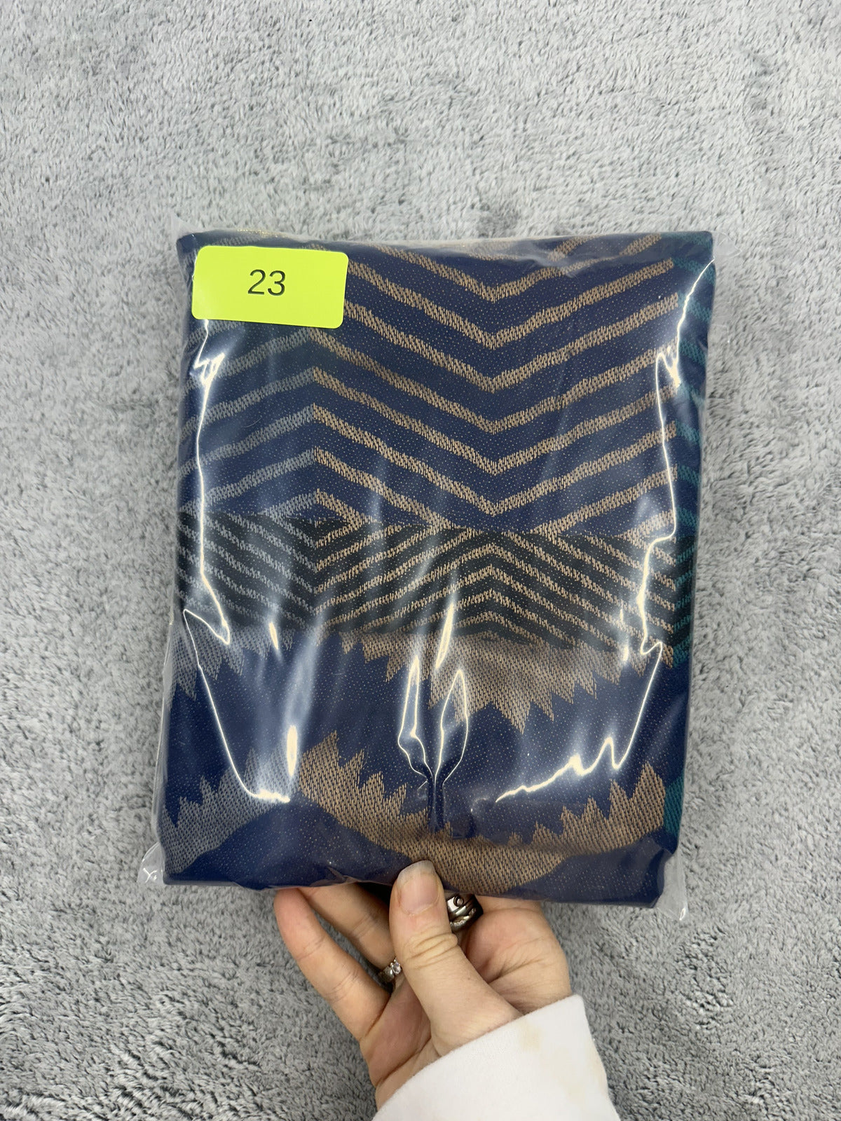 Colorful Geometric Patterned Scarf with Fringe