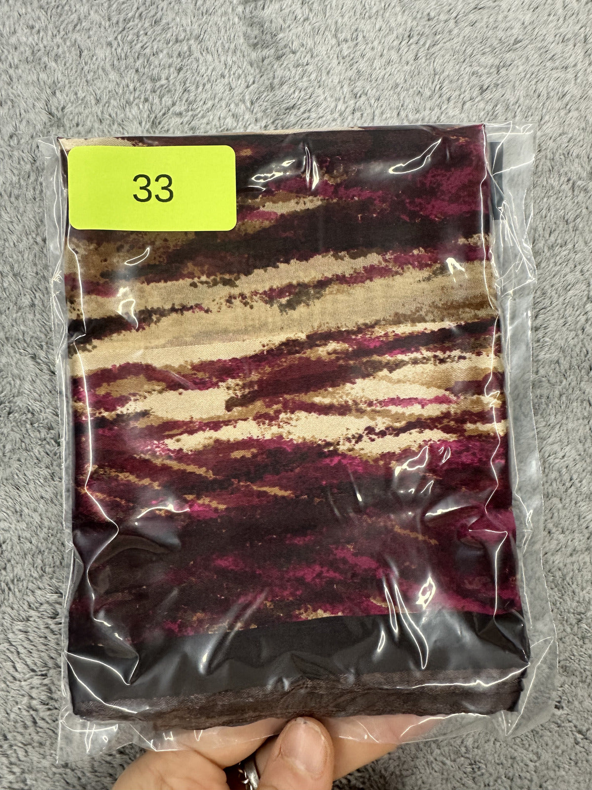 Metallic Abstract Scarf Wrap in Burgundy Gold and Black