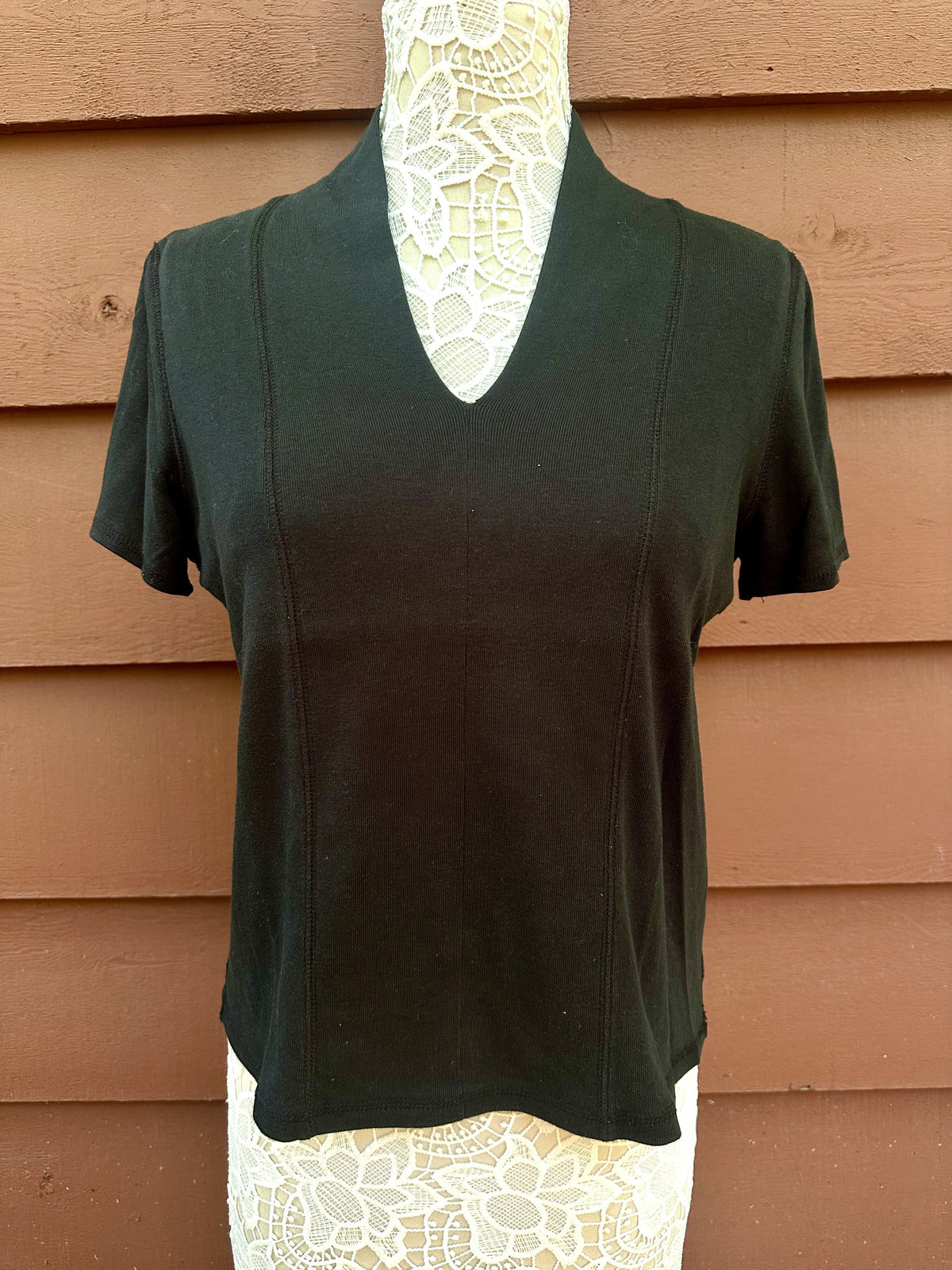Vintage Rafaella Black V Neck Knit Top
