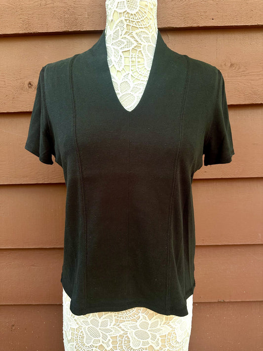Vintage Rafaella Black V Neck Knit Top