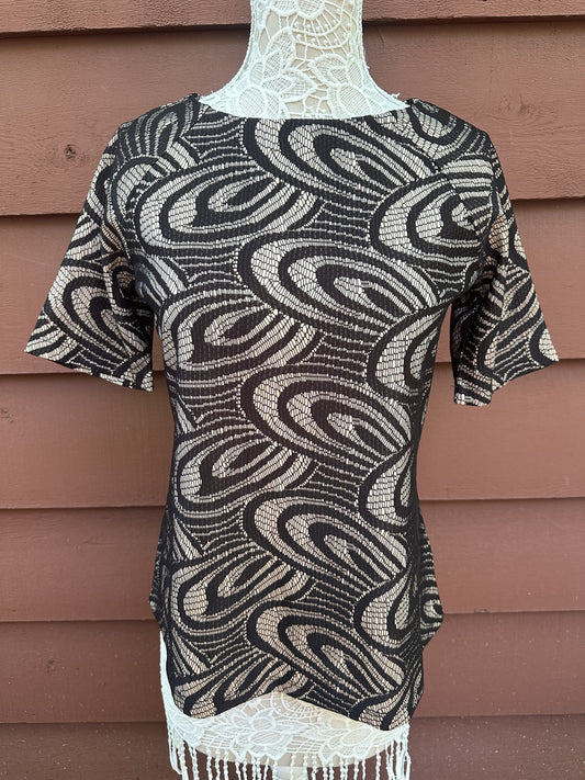 Vintage Simonton Says Retro Swirl Abstract Geometric Blouse