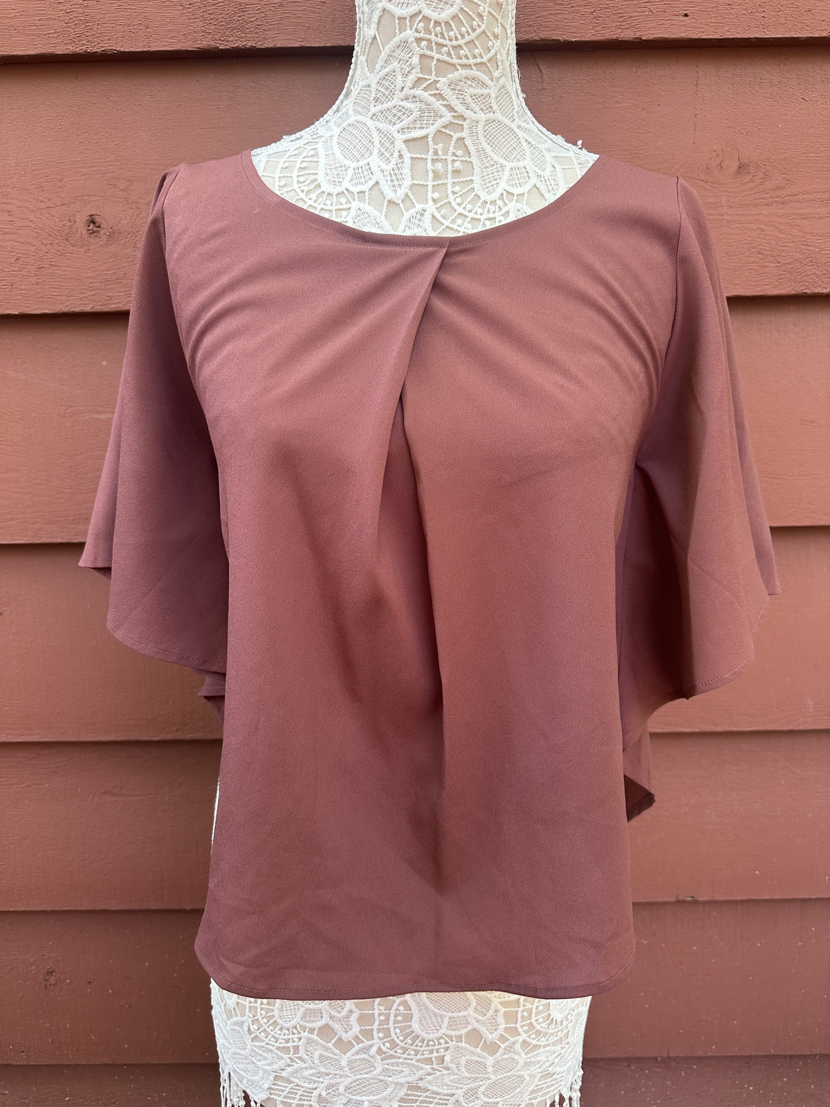 Jack Rusty Brown Drape Sleeve Blouse