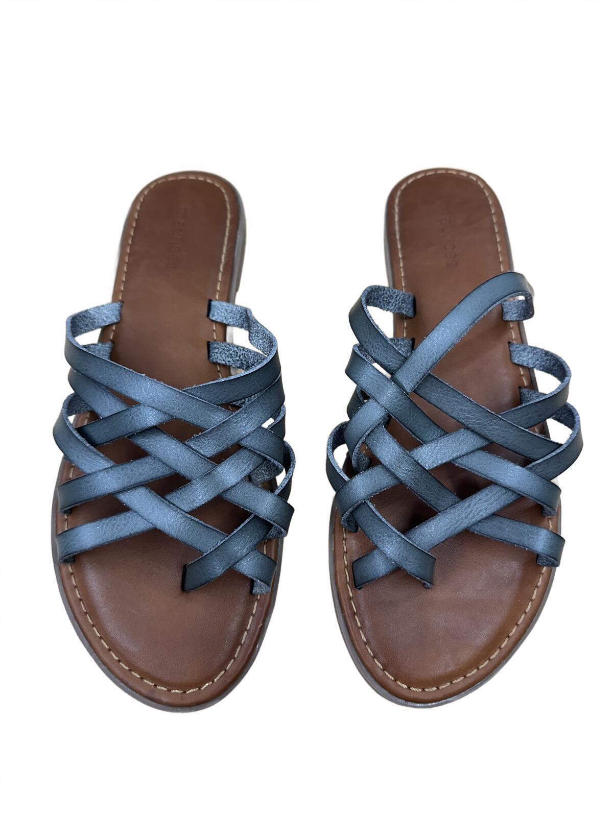 Maurices Strappy Slide Sandals Brown Black Casual Minimalist Summer Shoes