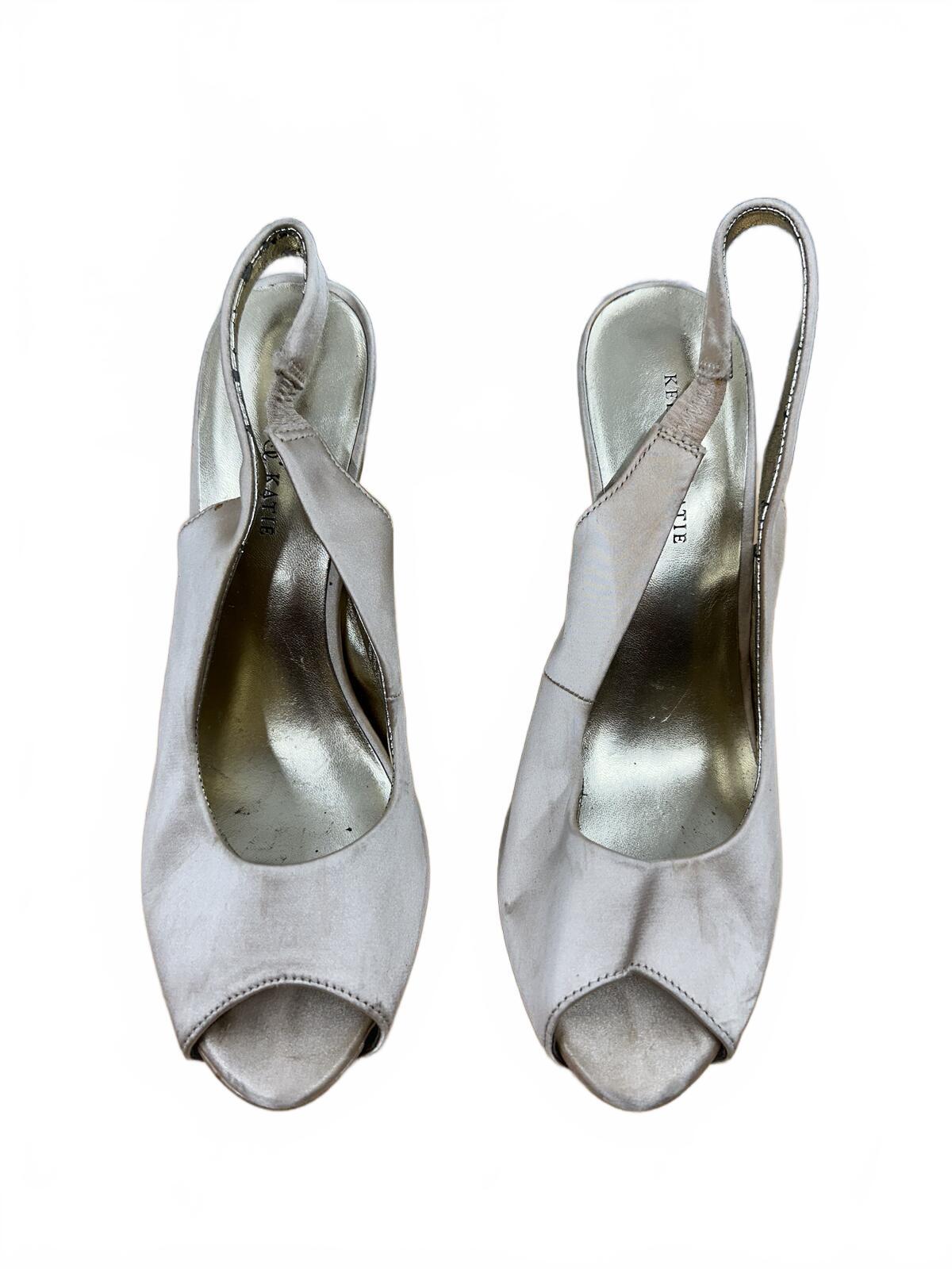 Kelly & Katie Champagne Peep Toe Slingback Heels Classic
