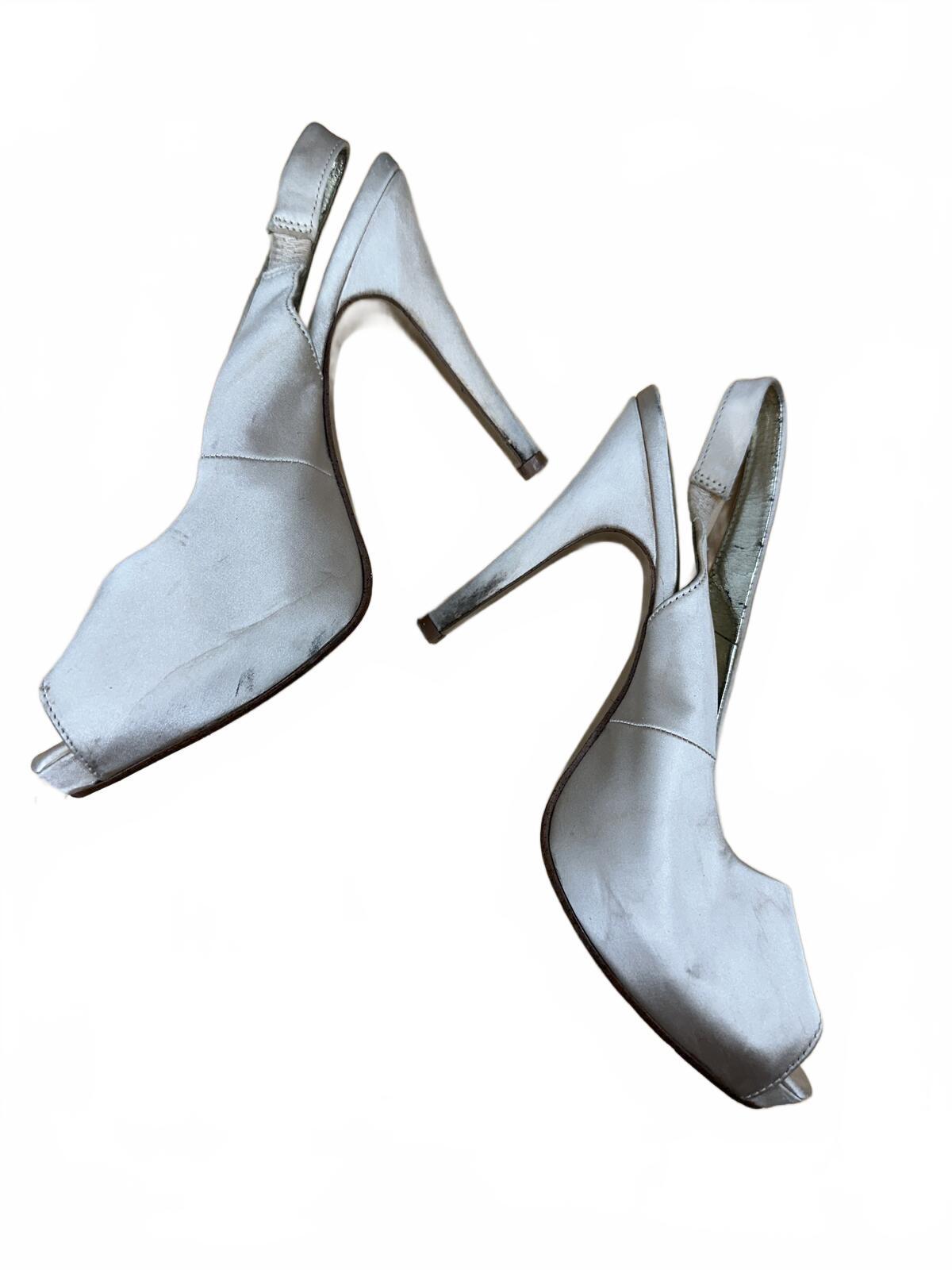 Kelly & Katie Champagne Peep Toe Slingback Heels Classic