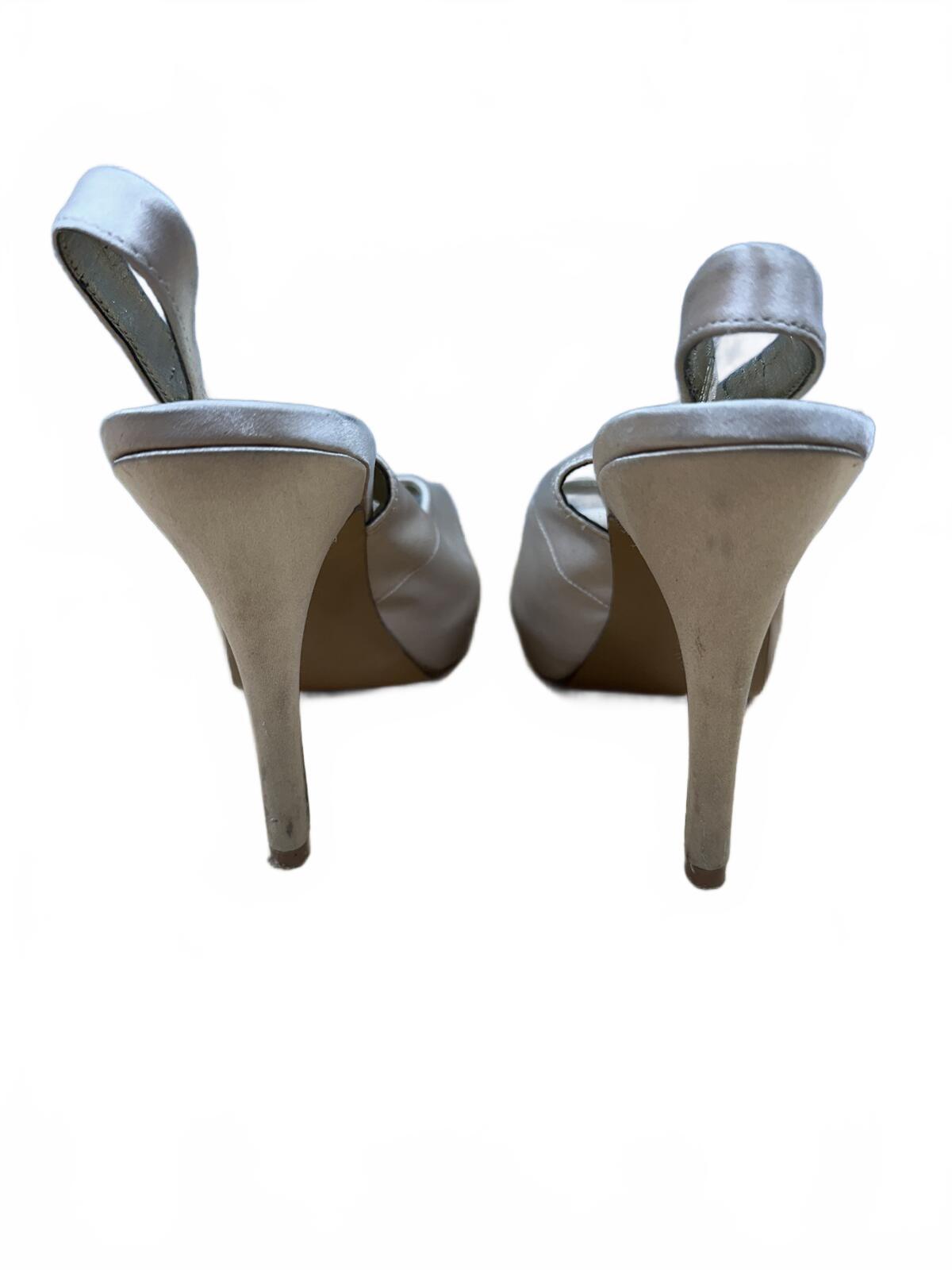 Kelly & Katie Champagne Peep Toe Slingback Heels Classic