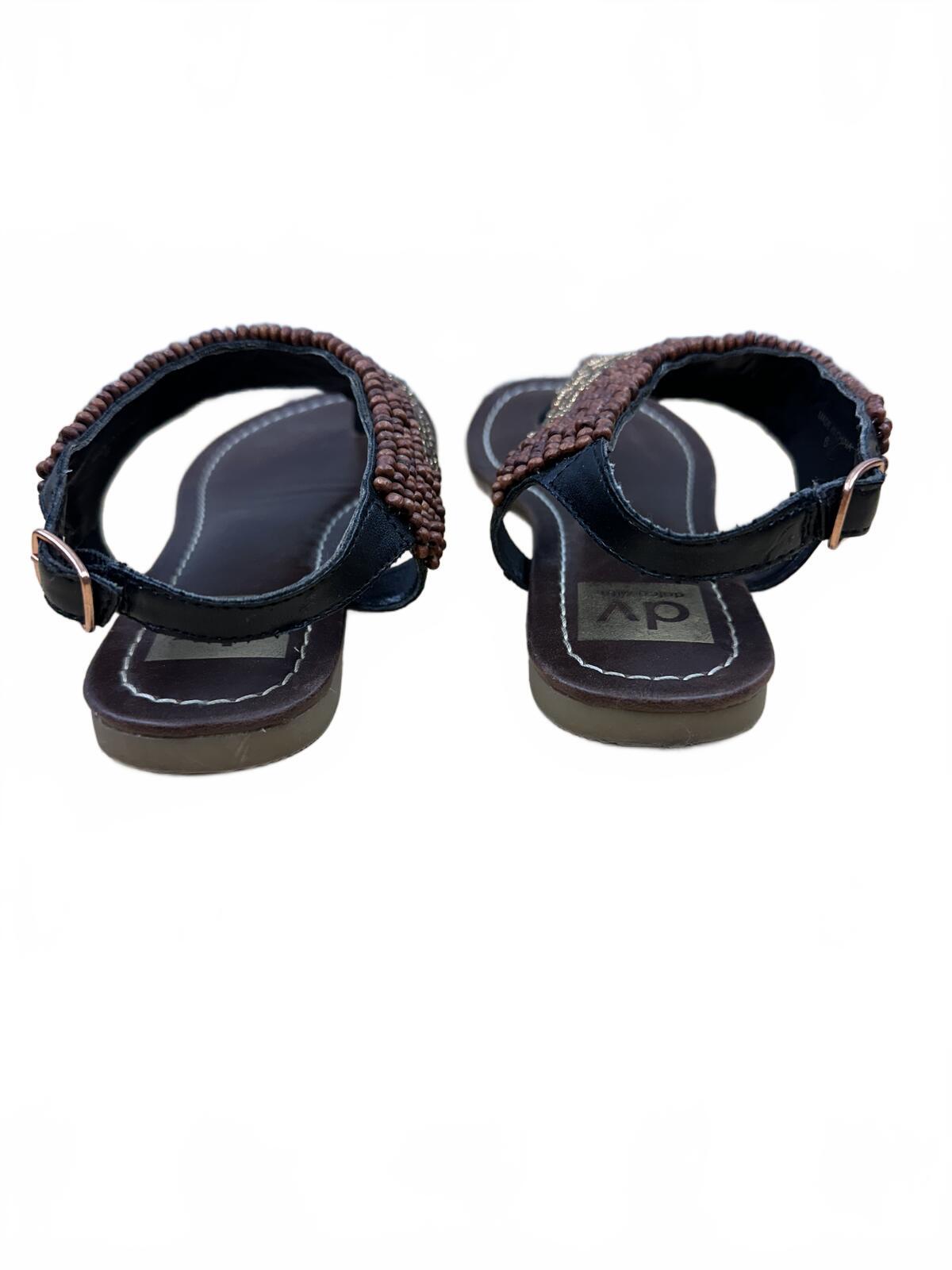 DV Dolce Vita Beaded Brown and Tan Sandals Bohemian Summer Casual Flat