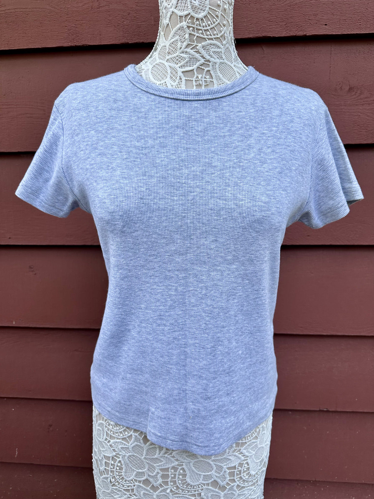 Heather Gray Soft Ribbed T Shirt
