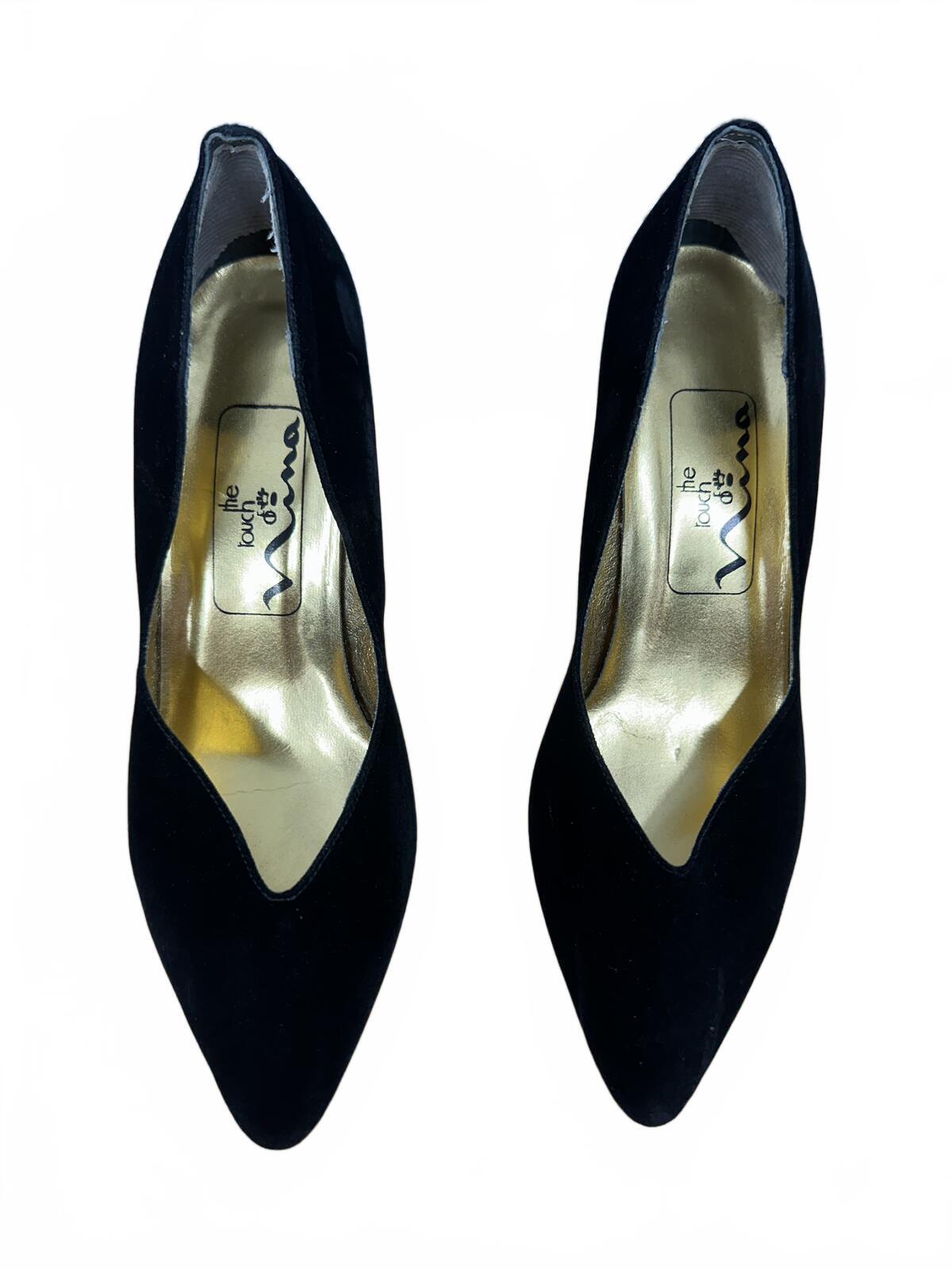 Nina Black Velvet Kitten Heel Pumps Classic Vintage Formal Shoes