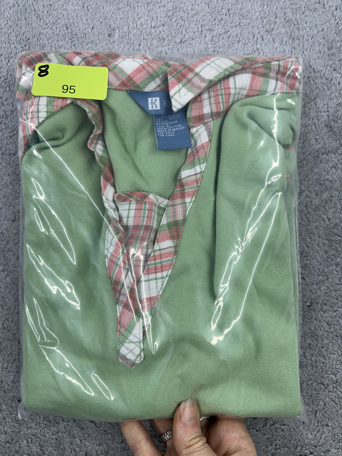 Vintage Koret Lime Green Polo Plaid Collar