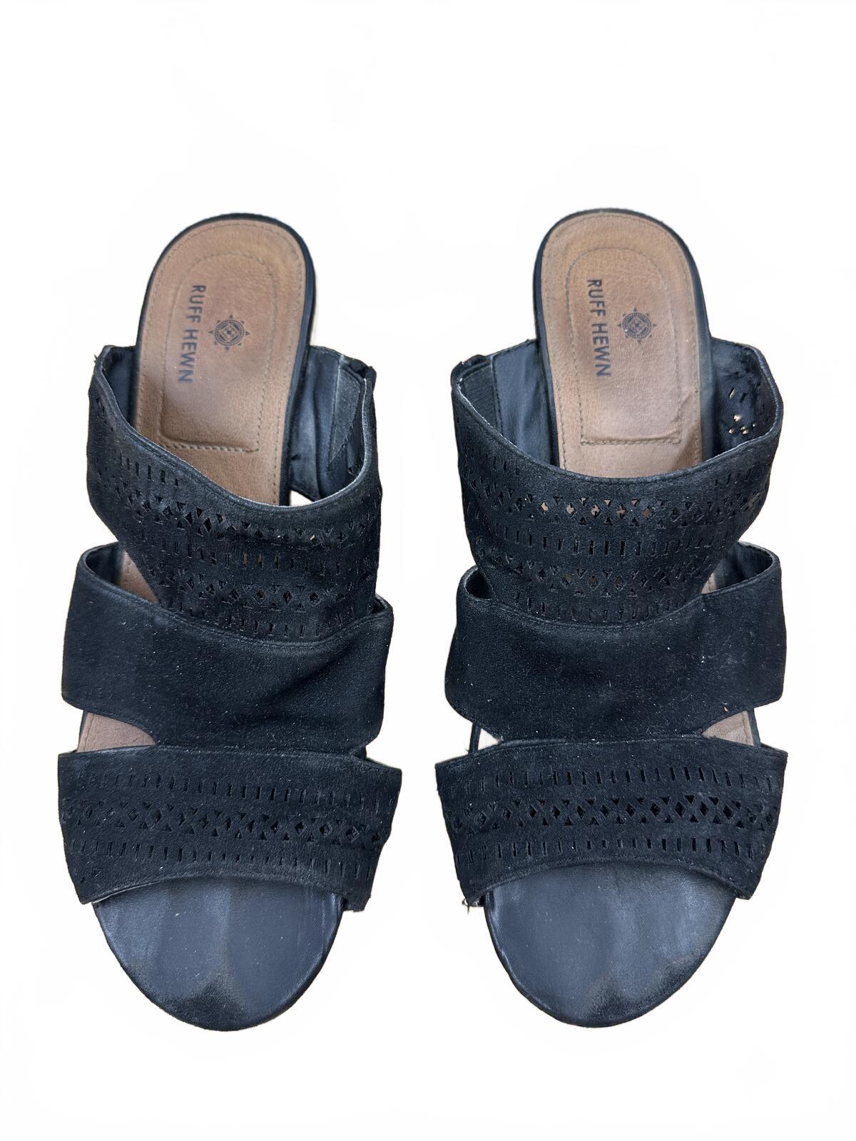 Ruff Hewn Black Suede Wedge Sandals Boho Chic Casual Summer Shoes