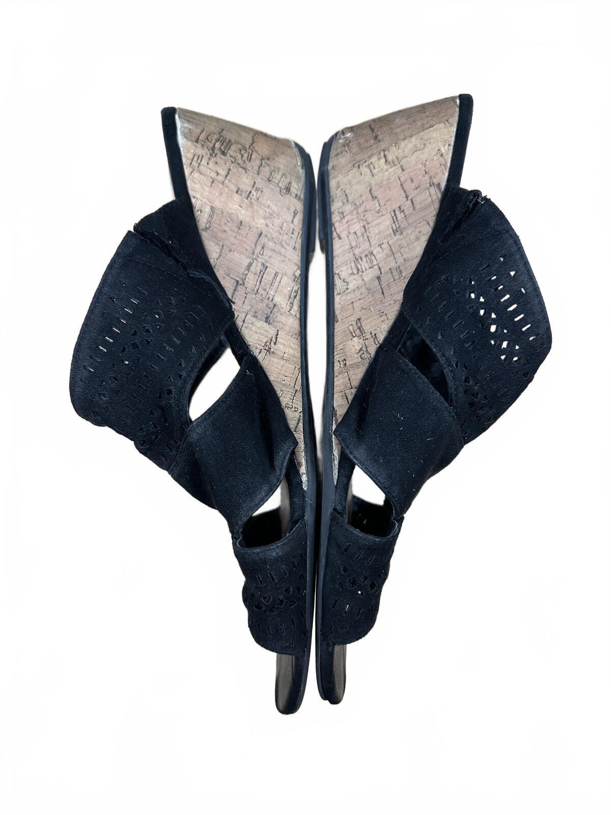 Ruff Hewn Black Suede Wedge Sandals Boho Chic Casual Summer Shoes