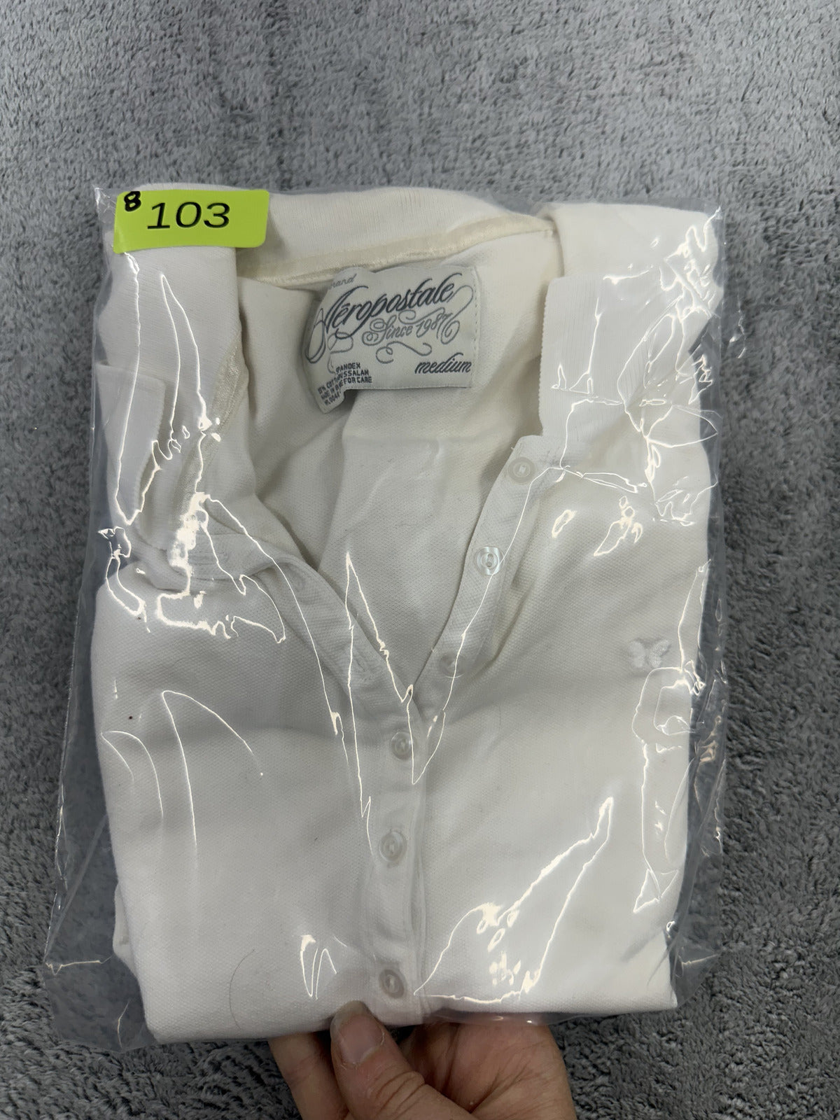 Aeropostale White Fitted Pique Polo Shirt