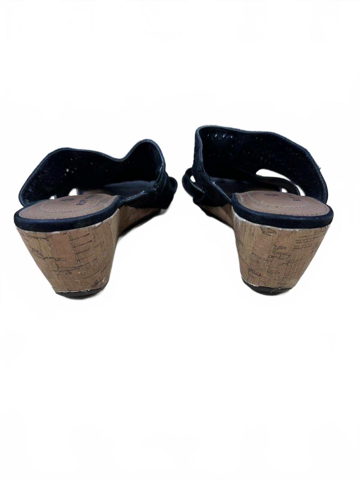 Ruff Hewn Black Suede Wedge Sandals Boho Chic Casual Summer Shoes